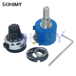 1Set 3590S Precision Multiturn (1PCS Potentiometer 10 Ring Adjustable Resistor+1PCS Turns Counting Dial Rotary 6.35mm Knob)