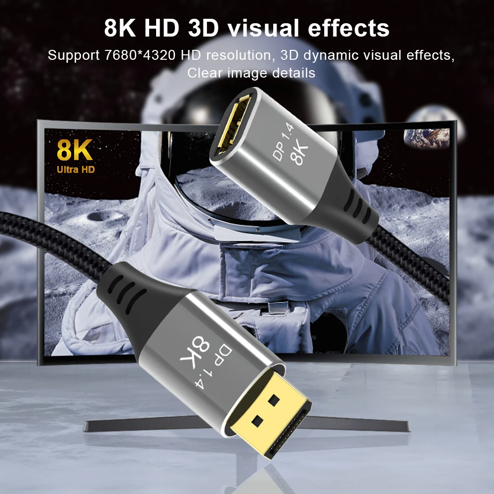 

Displayport extension cable DP 1.4 cable 8K 60Hz 4K 144Hz extension Display port Male to female port works with Displayport 1.4