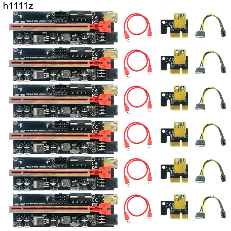 

6PCS PCIE Riser 009S Plus Gold USB 3.0 Cabo Riser PCI Express X16 Extender Adapter Riser for Video Card for Bitcoin Miner Mining