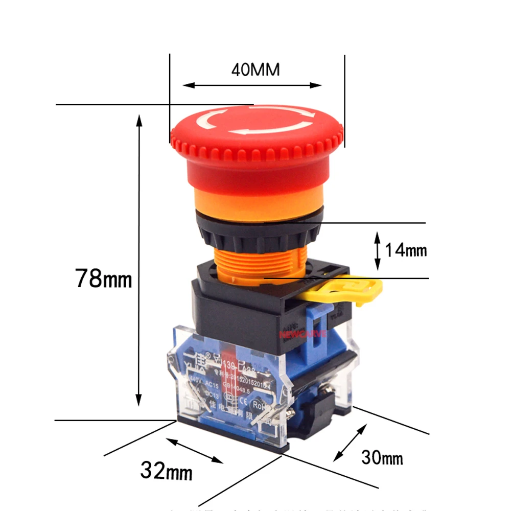 YIJIA Buttons Set Emergency Power Switch Pause Reset Start Push Button For DIY CNC Machine Control Box 22mm Hole NEWCARVE