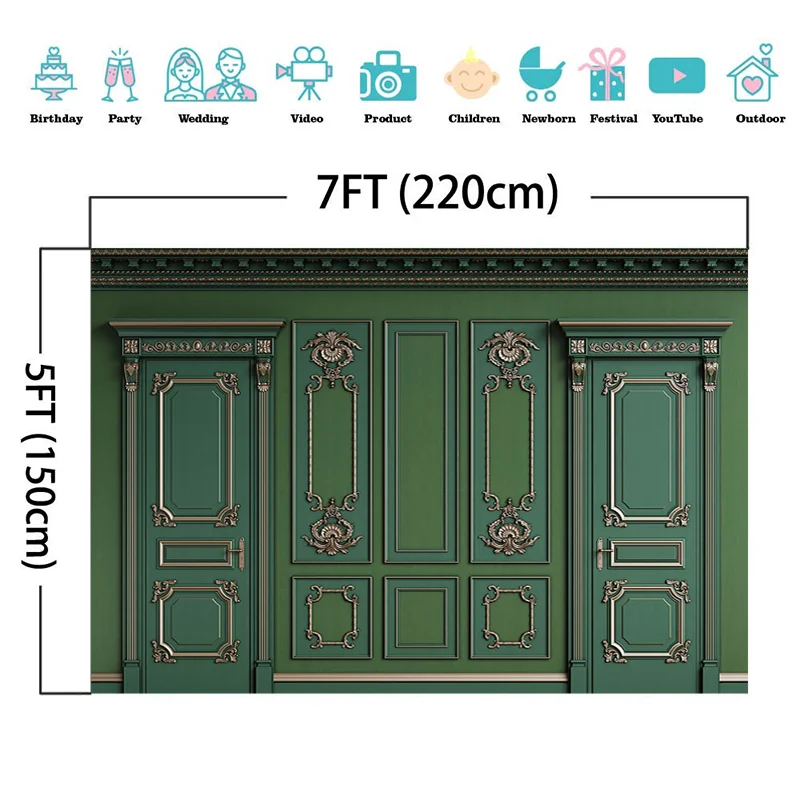 Mocsicka Grünen Tür Fotografie Hintergrund Erwachsene Kind Porträt Hintergrund Foto Dekoration Requisiten Studio Baby Dusche