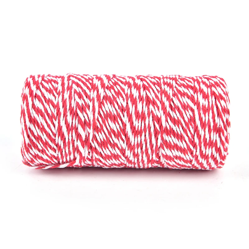 100m/Roll (Red+White) Cotton Bakers Twine String Cord Cotton Rope Cotton Cord Bottle Gift Box Decor Craft