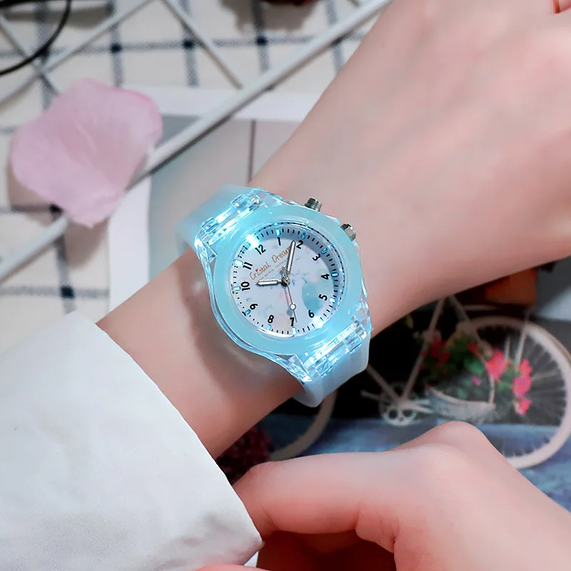 Deportes nuevos relojes para niños y niñas, Reloj con personalidad de regalo, Reloj de pulsera de cuarzo con Flash de silicona fácil de leer, Reloj Infantil