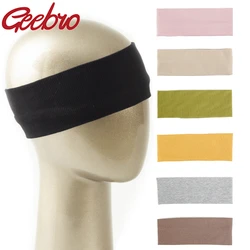 Geebro Women Solid Ribbed Flat Elastic Wide Cross Knitted Headband Men New Cotton Stretch Hairband Sport Yoga Hair Accessories