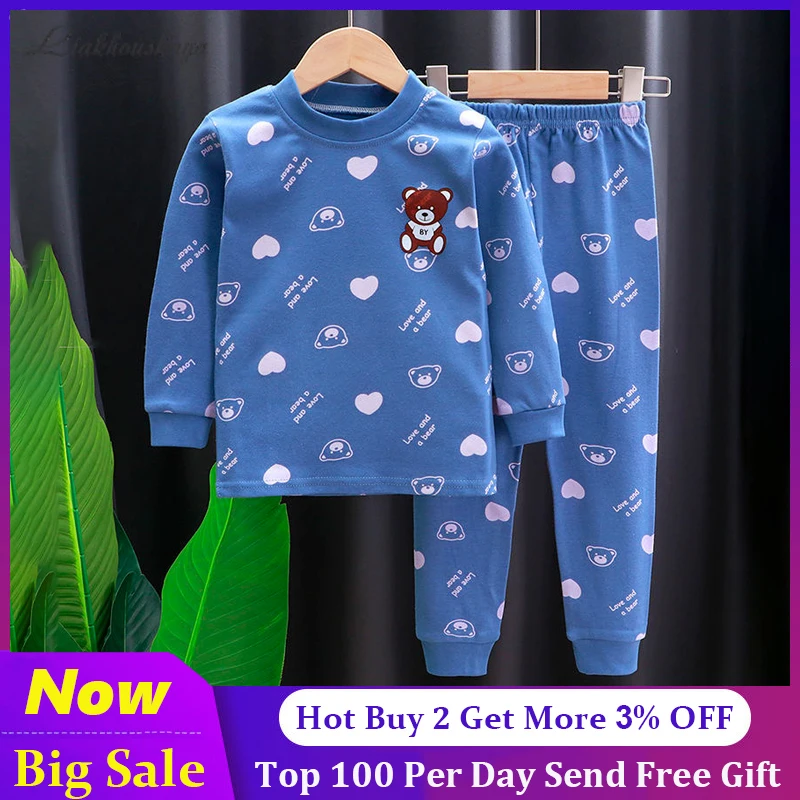 Children Pajamas For Boys Cotton Clothes Pants Set Cartoon Sleepwear Kids Pajamas For Girls Toddler Baby Outfits Child Pyjama