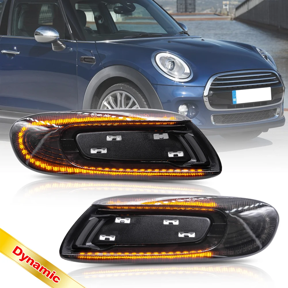 

2X For Mini Cooper F55 F56 F57 2014 2015 2016 2017 2018 2019 2020 2021 LED Dynamic Side Marker Light Turn Signal Blinker Lamp