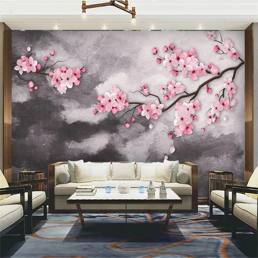 Milofi custom 3D wallpaper mural plum blossom blooming rich flowers and birds living room bedroom background wall decoration pai