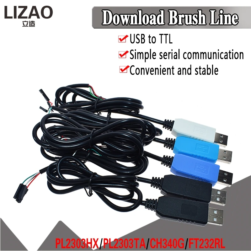 PL2303 USB to UART TTL Cable Module FT232RL PL2303HX USB Transfer to TTL RS232 Serial Port Adapter Module CH340 Download cable