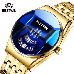 New Sport BESTWIN Mens Quartz Watches Hot Luxury Brand Watch For Men Silicone Wristwatch Waterproof Clock Relogio Masculino