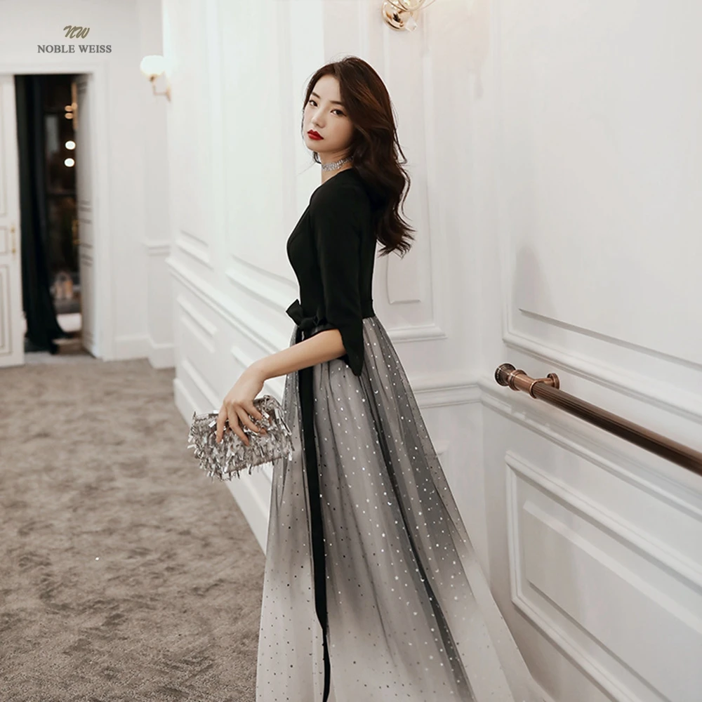 Prom Dress  V-Neck  Floor-Length  Dresses Woman Party Night  A-Line Tulle  Evening Dresses Customized