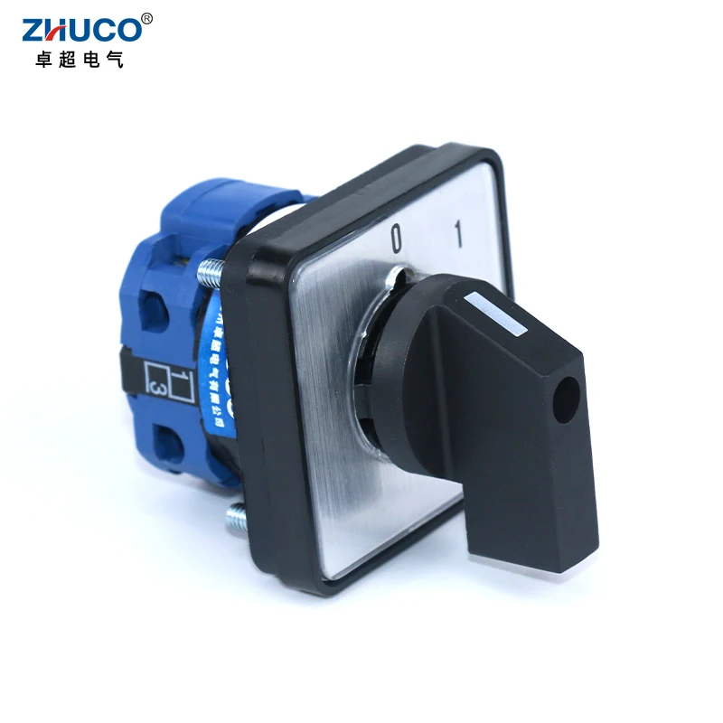 ZHUCO SZW26/LW26-20 Ith 20A Ui 660V 0-1 Panel 1 Phase 4 Screws Terminals Selector Rotary Cam Changeover Switch 64X64 mm 48X48 mm