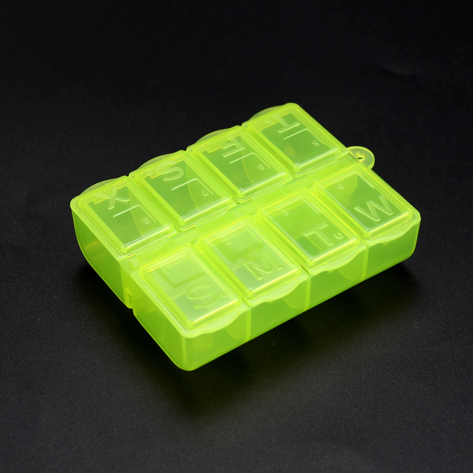 Caja de plástico pequeña transparente/verde, 8 rejillas, Kit de almacenamiento de joyas/componentes electrónicos, piezas, caja de almacenamiento de acabado