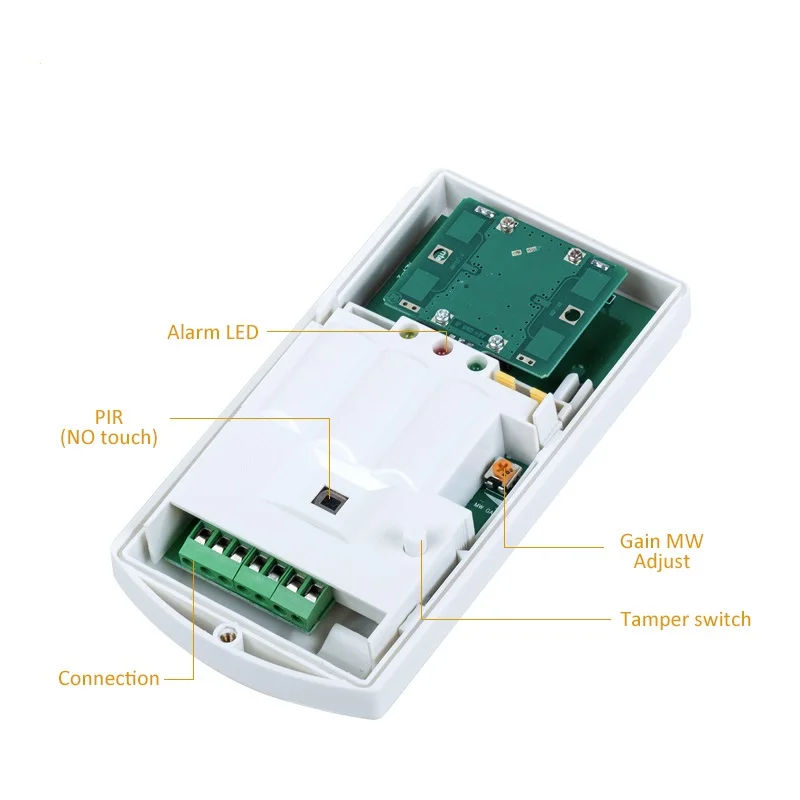 Detector de movimiento con cable para exteriores, Sensor de movimiento infrarrojo resistente al agua IP65 MW + PIR, inmunidad de mascotas para todos