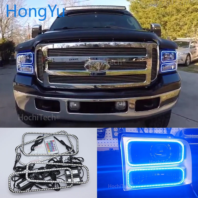 For Ford F-250 F250 2005 2006 2007 RGB Multi Color LED Angel Eyes  Rings Kit