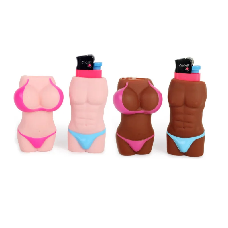 Rubber Human Body Lighter Case for Bic clipper Lighter Case  Sexy Bikini Armor Shell General Body Protection Lighter cover