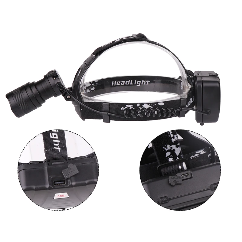 Headlamp Head Lamp Headlight Flashlight Torch Original 3 Bulbs Xhp70.2 Led 18650 Battery Litwod Zoom In / Out Lithium Ion