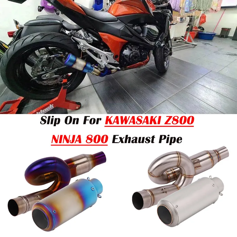 Slip On For Kawasaki Z800 Ninja800 Motorcycle Exhaust Full System Modified Moto Laser Muffler Middle Link Pipe DB Killer