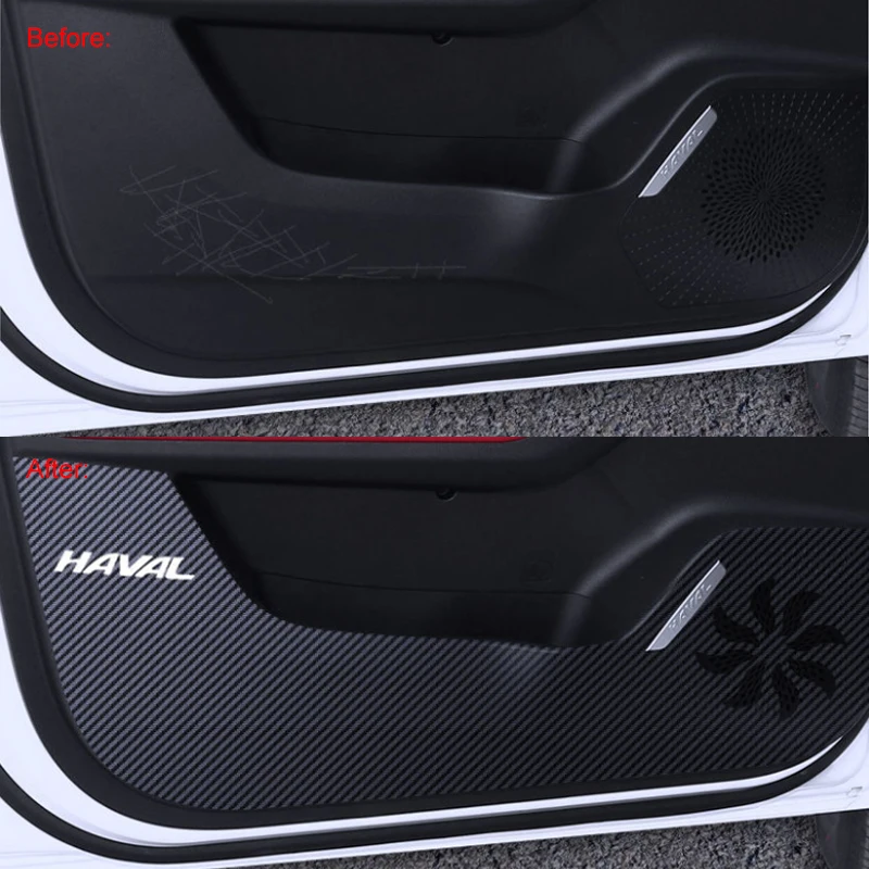 For Haval Jolion 2021 Door Anti Kick Pad Protection Stickers Carbon Fiber Inner Side Edge Film Car Accessories