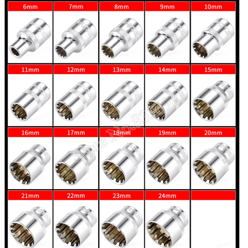 18Pcs 12 Angles Sockets Set 3/8