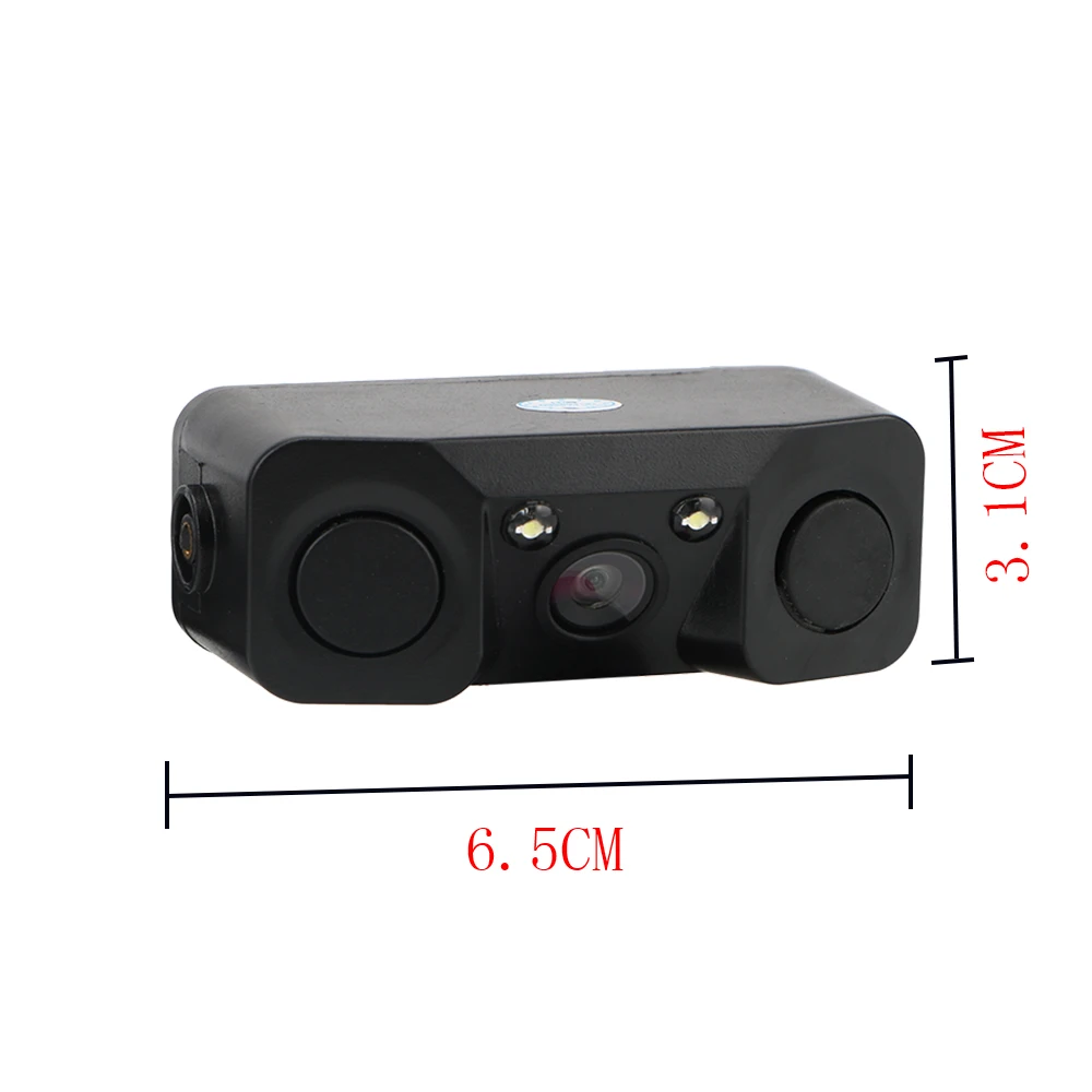 DC 12V 3 In 1 Rear View Camera Car Accessories Reversing Radar Sensor Detector Night Vision Universal LED Light Mini Alarm