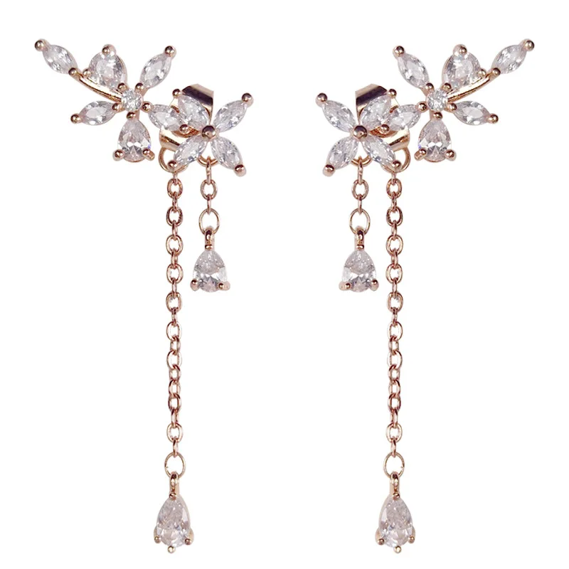 New Hot Fashion 925 Sterling Silver Flower Earrings for Women Girls Gift Fashion Statement Jewelry korean earrings