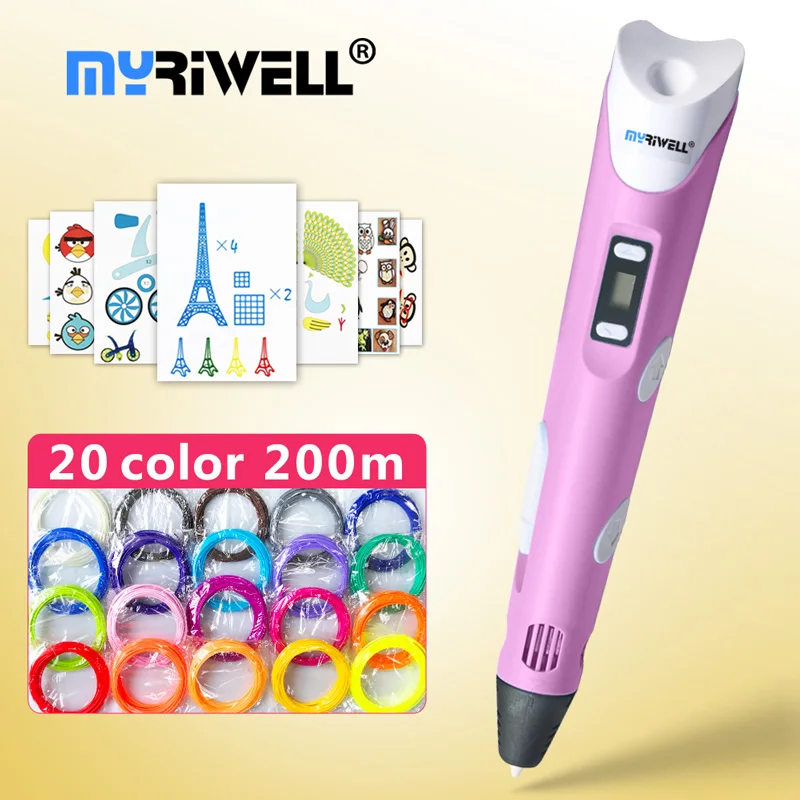 Myriwell 3d Pen + 20 * 5m PLA/ABS Filament,3D Pen 3d Model,Creative 3d Printing Pen,Pen-3d Magic Pen Children Gifts Pen 3D