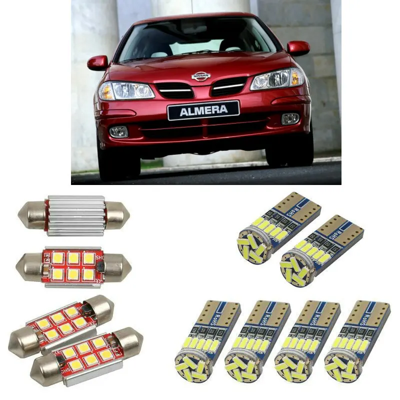 

Interior led Car lights For Nissan Almera Mk2 n16 hatchback sedan bulbs for cars License Plate Light 6pc