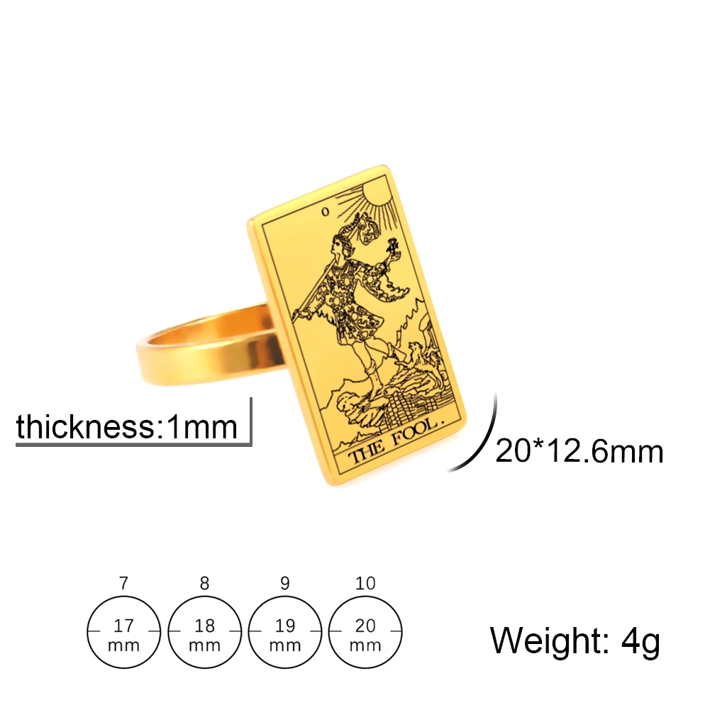 Dawapara Tarot Card Golden Ring for Women Stainless Steel Vintage Wedding Couple Rings Horoscope The Major Arcana Jewelry image 3