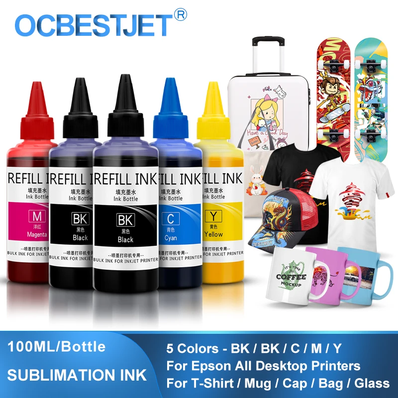 500ML Sublimation Ink 5Colors/Set For Epson ET-2720 ET-2760 ET-2750 ET-15000 ET-4700 ET-3760 WF-7710 WF-7720 WF-7210 All Printer