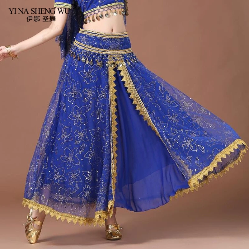 Bollywood Indian Dance Belly Dance Costume Skirt Sari Bellydance Skirt Women Chiffon Belly Dancing Accessories Skirt For Women