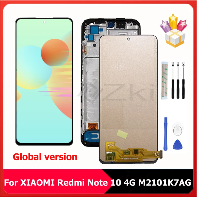 

TFT 6.43" For Xiaomi Redmi Note 10 4G LCD Display Digitizer Full Touch Screen M2101K7AI M2101K7AG With Frame Kits For Note 10s