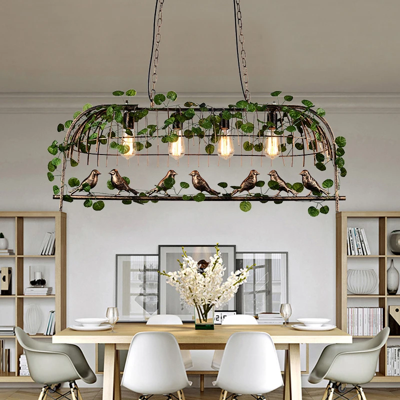 Creative Vintage Plant Pendant Lights Bird Cage Industrial Pendant Lamp For Cafe Restaurant Bar Coffee Shop Home Decoration