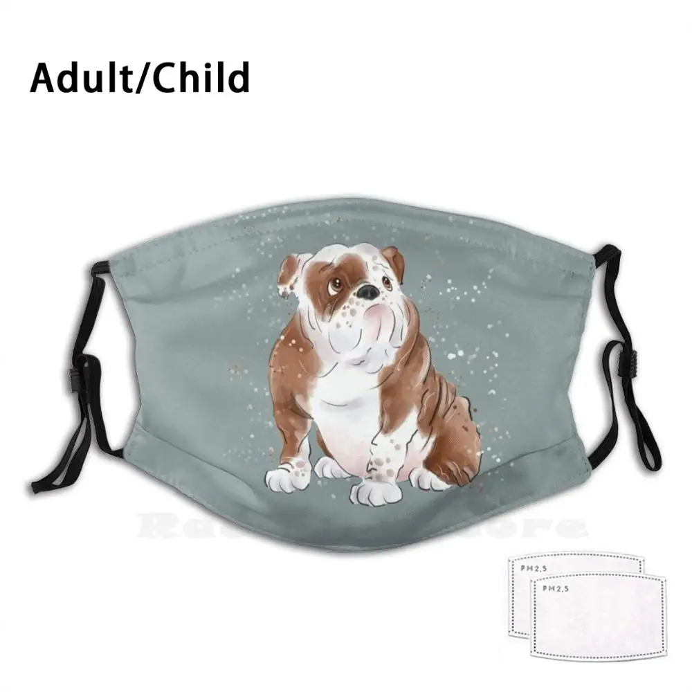 Bonito bulldog adulto crianças anti poeira filtro diy máscara bulldog bonito bulldog cão bonito cão cão arte cão britânico bulldog grã-bretanha reino unido