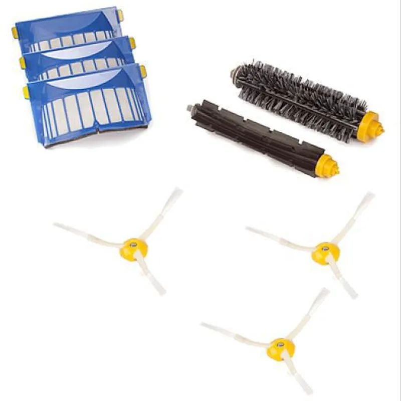Aerovac Filtro + 3 Arms Spazzola Laterale + Setola e Pennello Frusta Flessibile per iRobot Roomba 694 620 630 640 650 660