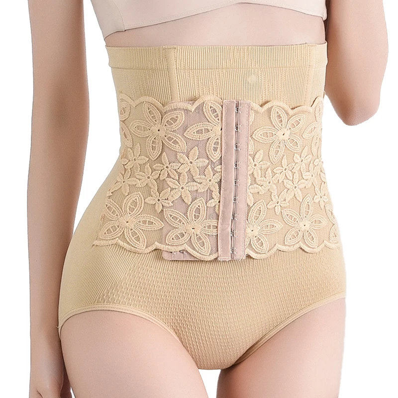 Mutandine di controllo Sexy da donna allenatore in vita in pizzo guaine a vita alta cinturini per pancia neri cinturini e leganti riduzione della cintura Shapewear