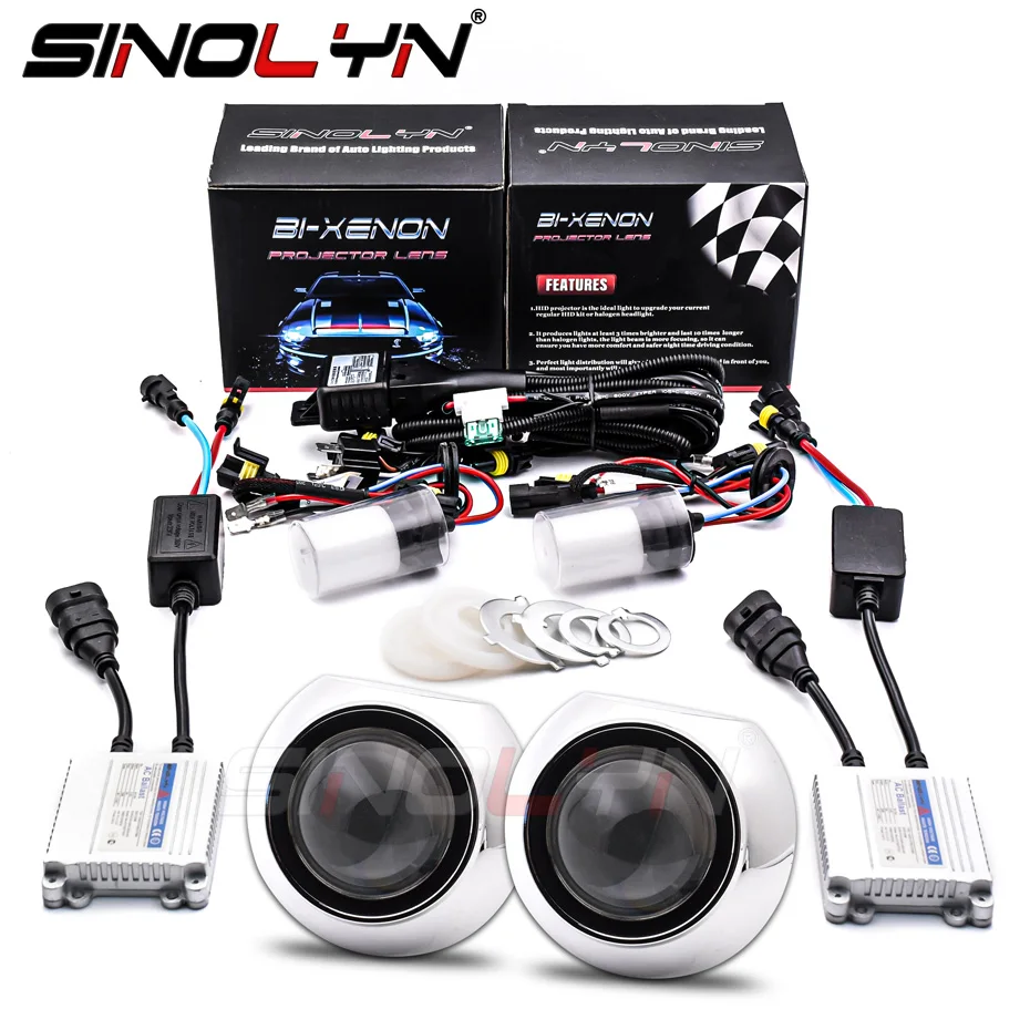 Sinolyn 2.5 Inci Bi Xenon 8.0 Lensa Proyektor Iris Kit Penuh untuk Lampu H7 Lensa H4 H1 Lampu Mobil HID Ballast Aksesori Mobil