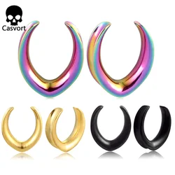 Casvort 2PCS 316 Stainless Steel Saddle Tunnels Plugs Piercing Stretchers Fashion Body Piercing Jewelry Expander Gift For Women