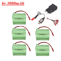 6V 3000mAh Ni-MH Battery For RC Cars Robots Tanks Gun Boats AA 2400mah 6v NiMH upgrade Battery Pack with Charger sets