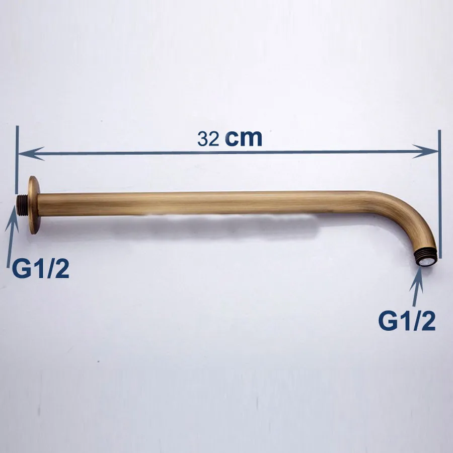 Antique Brass Bathroom Hand Shower Head 8 inch Round Rainfall Shower Faucet Shower Bracket Wall Shower Arm 1.5M Shower Hose