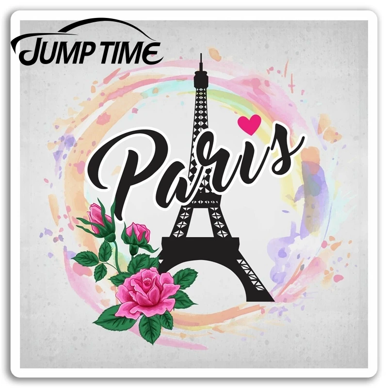 Jump Time for Paris France Vinyl Stickers Eiffel Tower Cool Sticker Luggage Camper Window Bumper Motor Decal Car Wrap