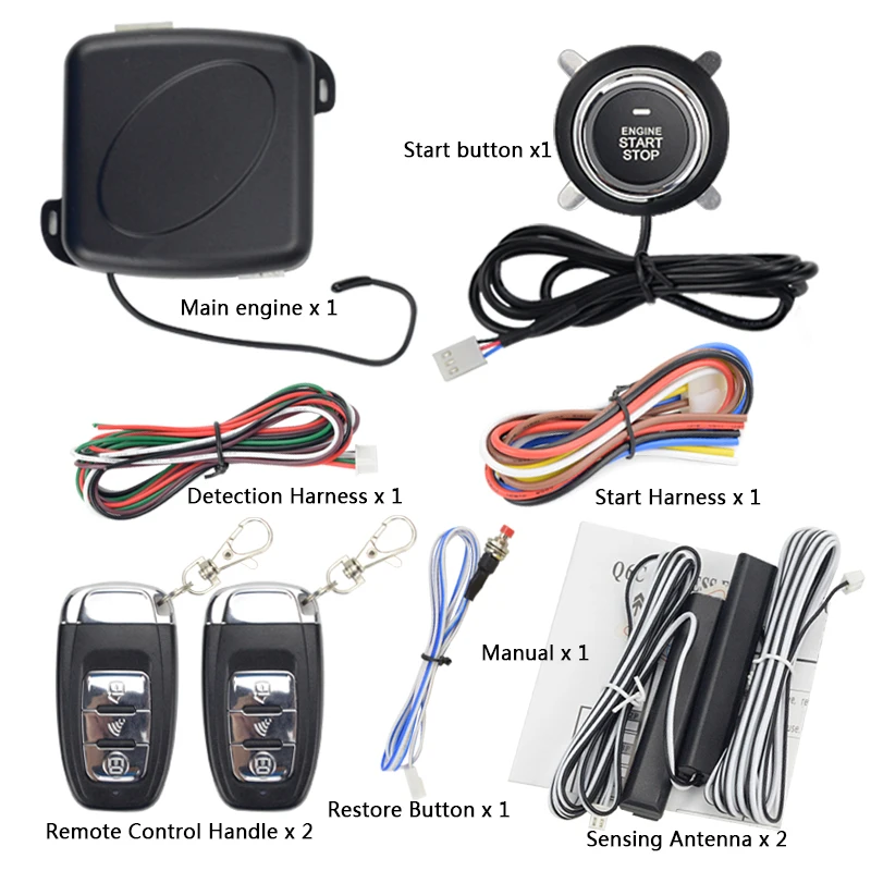 12V Auto Car Keyless Entry Start System One Start Stop Engine Push Button Vehicle Alarm PKE Remote Auto Start dropshiping