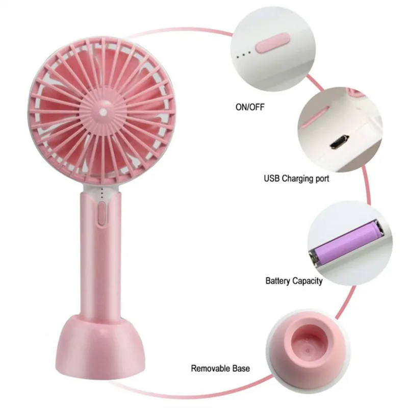 مروحة يدوية صغيرة USB مروحة مكتب مروحة محمولة شخصية صغيرة 3 سرعة قابل للتعديل مروحة شخصية للسفر في الهواء الطلق المنزل والمكتب