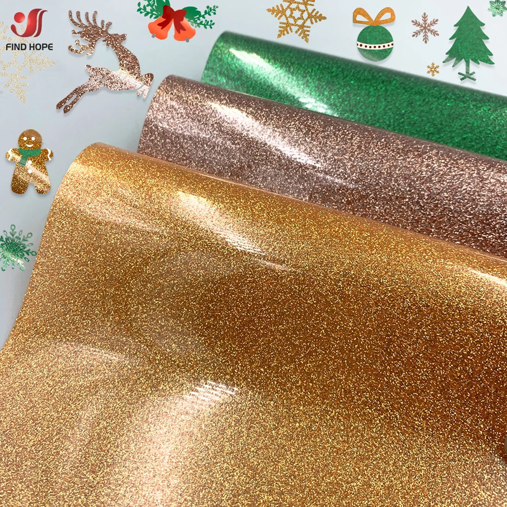 30*25cm/50cm Christmas Glitter Heat Transfer Vinyl HTV Roll Iron On Tshirt Decoration Film for cut Craft DIY