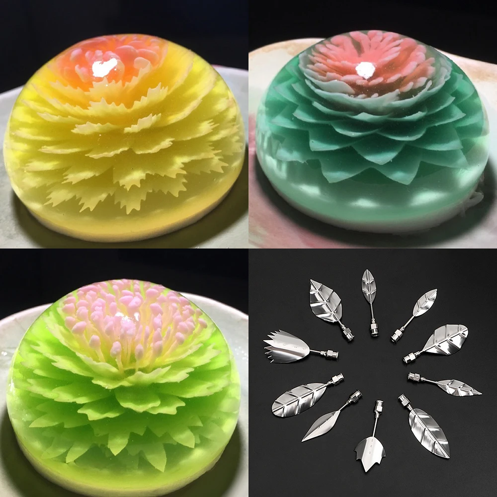 Alat hias kue 3D bunga jeli kue jeli alat seni Gelatin nosel Rusia 10 buah nozel puding + 1 alat suntik