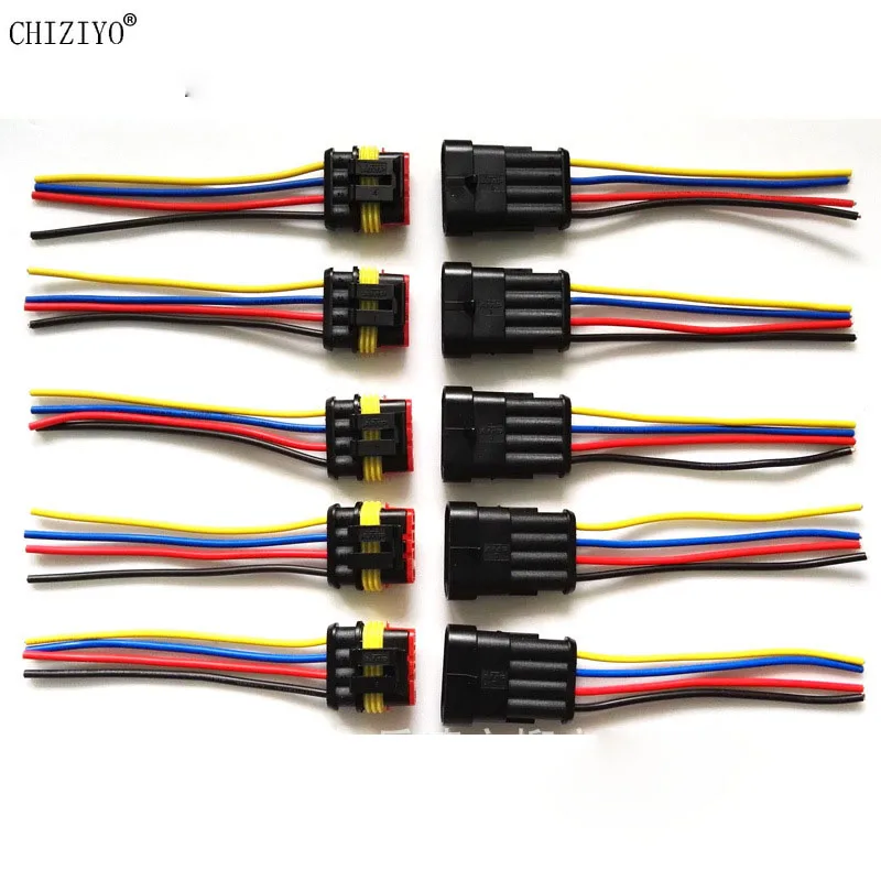 5pcs/lot 1.5 Kit 2/3/4/5/6 Pin Female Male Waterproof HID Electrical Wire Cable Automotive Connector Adapter Car Plug