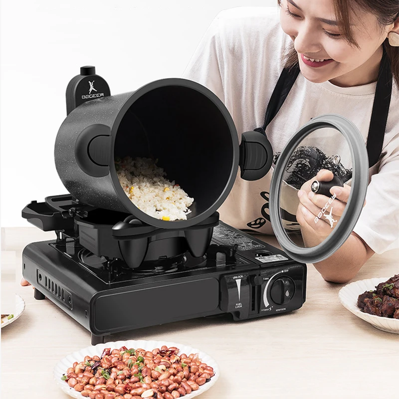 Máquina de cocina giratoria de 360 ° para exteriores y hogar, máquina de cocina no inflamable, máquina de arroz frito, máquina de Fideos Fritos, barbacoa