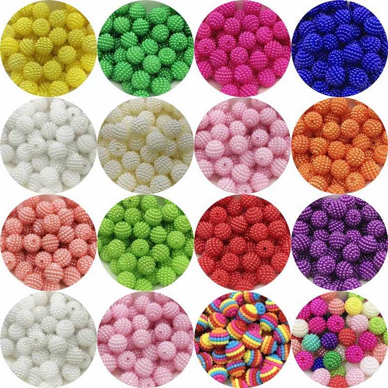 50pcs/Lot 10mm Acrylic Bayberry Beads Round Shape Loose Spacer Beads For Jewelry Making DIY Charms Bracelet Necklace Accessories