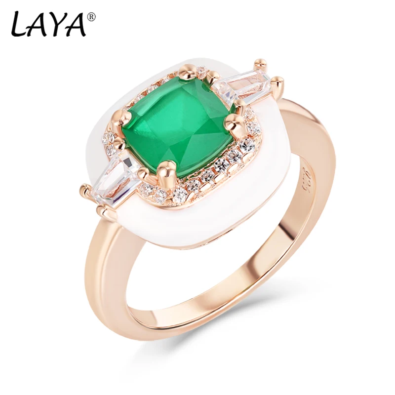 

Laya Silver Ring For Women Pure 925 Sterling Silver Fashion Personality High Quality Zircon White Black Enamel Fine Jewelry