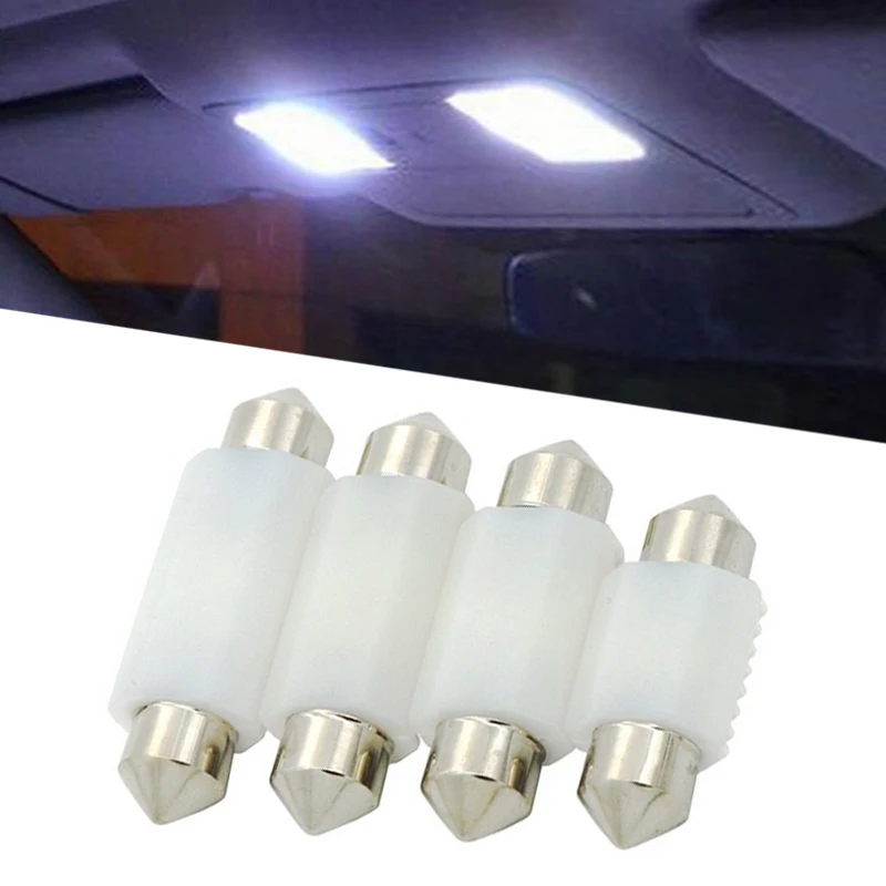 100pcs Festoon 31mm 36mm 39mm 41mm C5W Ceramics Car Reading Light Auto License Plate Dome Map Lamp Bulb 3030 2SMD White DC12V