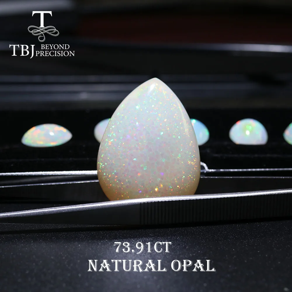 TBJ ,73.91 ct Marvellous Shinning Opal precious natural gemstone pear shape full fire ethiopia Opal for DIY Fine Gold  jewelry